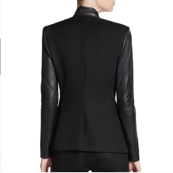 NWT Helmut Lang Crux Leather-Sleeved Wool Blazer - Picture 2 of 6